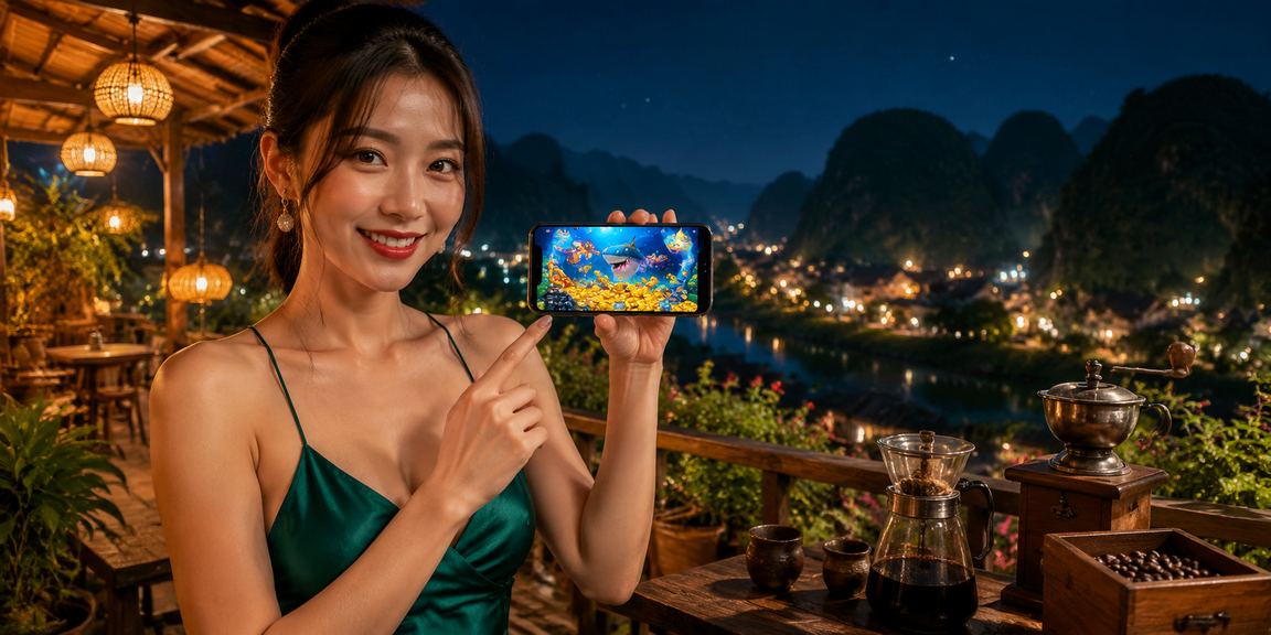 Người dùng trải nghiệm casino trực tuyến trên điện thoại tại quán cà phê Ninh Bình